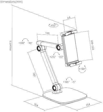 Spacetronik Planšetės stovas SPP-122B, juodas
