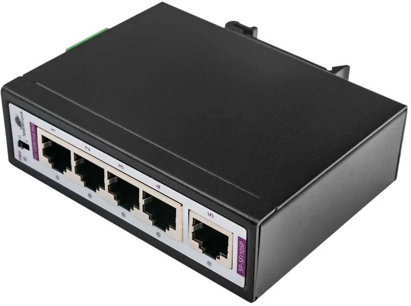 Šakotuvas Spacetronik Pramoninis PoE jungiklis 4x 10/100M + 1x RJ45 Uplink