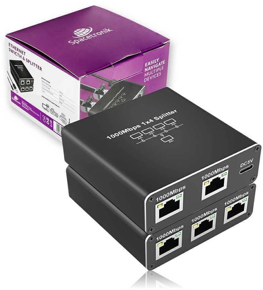 Šakotuvas Spacetronik RJ45 1–4 eterneto skirstytuvas SP-SG104 Gigabit