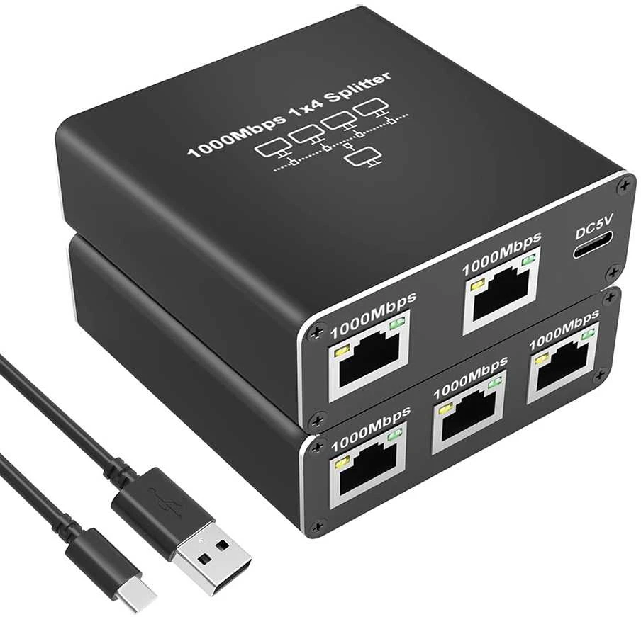 Šakotuvas Spacetronik RJ45 1–4 eterneto skirstytuvas SP-SG104 Gigabit