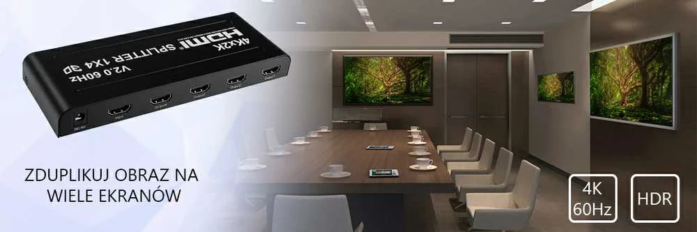 Šakotuvas Spacetronik HDMI skirstytuvas 1x4 SPH-RS104_V20 60 Hz 4K HDR