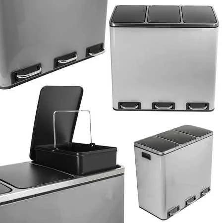 Spacetronik Šiukšliadėžė metalowy 3x18L sidabrinė 54L