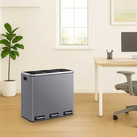 Spacetronik Šiukšliadėžė metalowy 3x18L pilka 54L