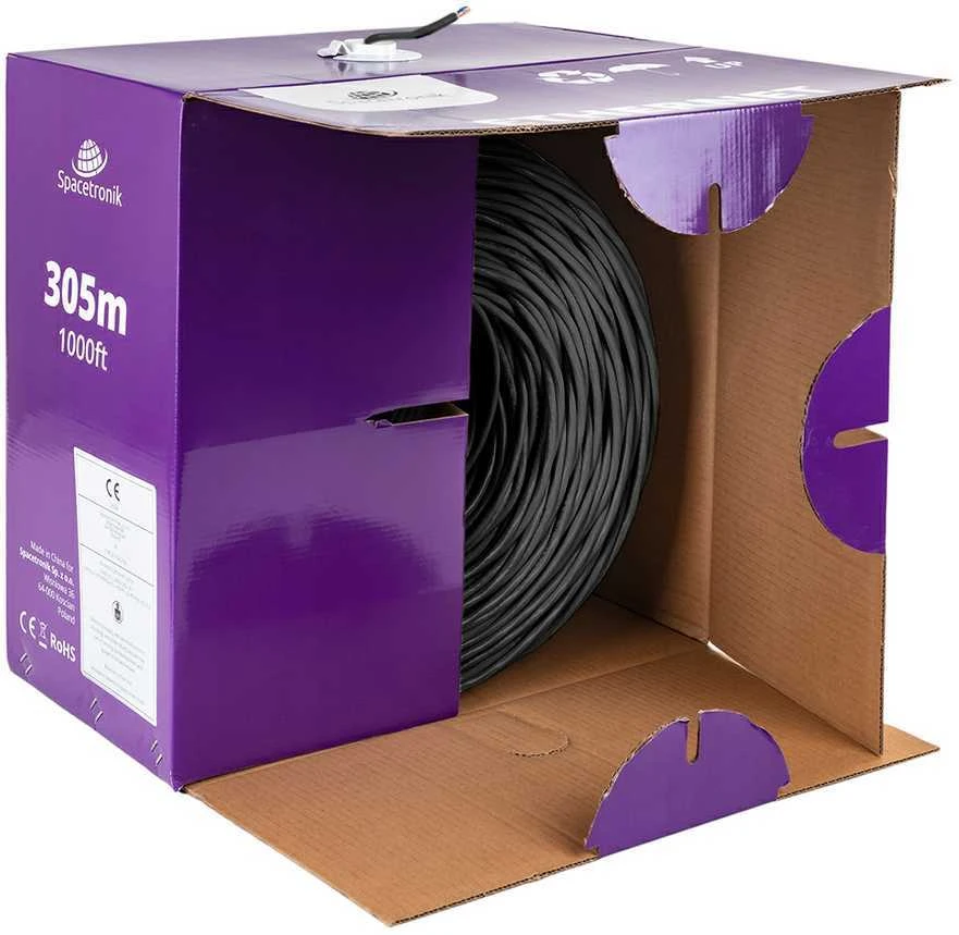 Spacetronik Skrętka CAT5e U/UTP AWG24 CU POE PVC+PE Fca 305m