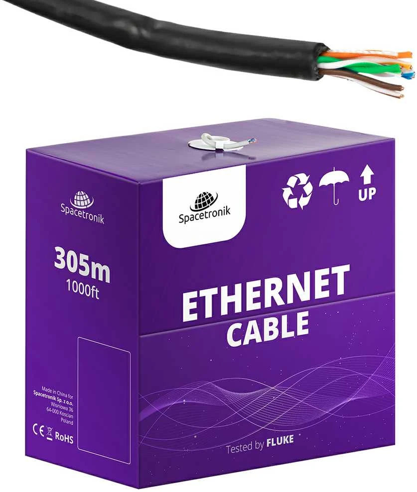Spacetronik Skrętka CAT5e U/UTP AWG24 CU POE PVC+PE Fca 305m