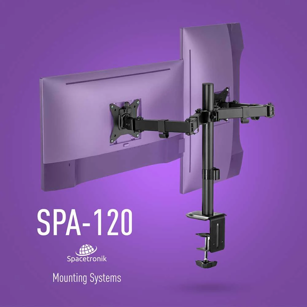 Šarnyrinis stalo laikiklis 2 Spacetronik SPA-120 monitoriams