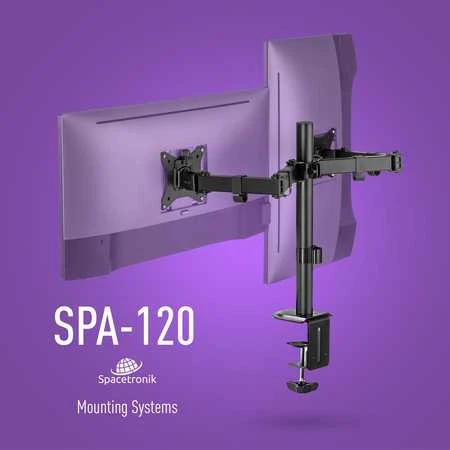 Šarnyrinis stalo laikiklis 2 Spacetronik SPA-120 monitoriams