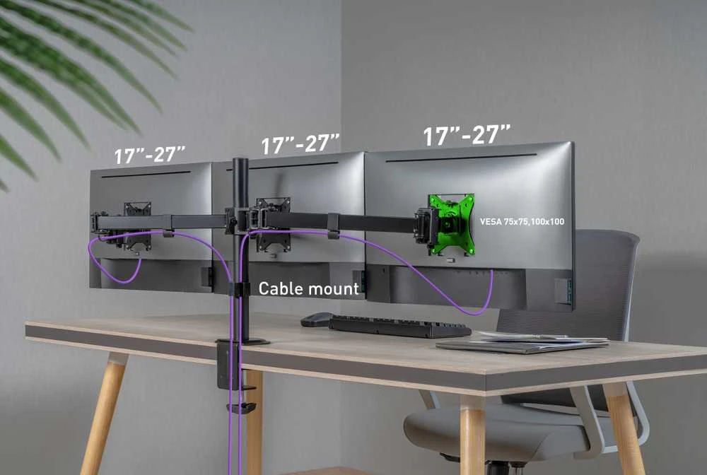 Šarnyrinis stalo laikiklis 3 Spacetronik SPA-130 monitoriams