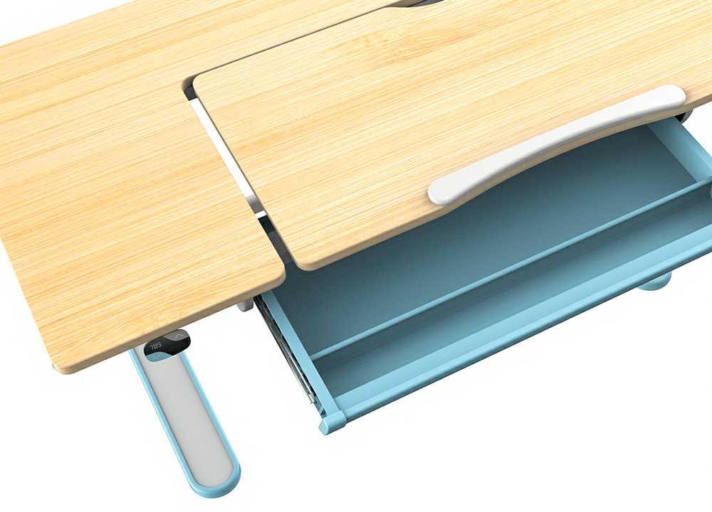 Elektrinis vaikiškas rašomasis stalas Spacetronik XD, 112 × 60 cm, baltas ir mėlynas