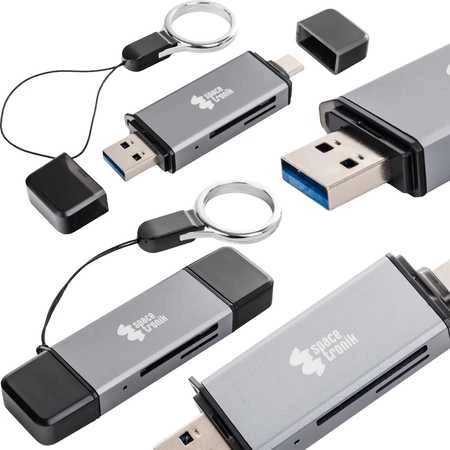 Spacetronik SPU-CR06 skaitytuvas su USB-A ir USB-C jungtimis