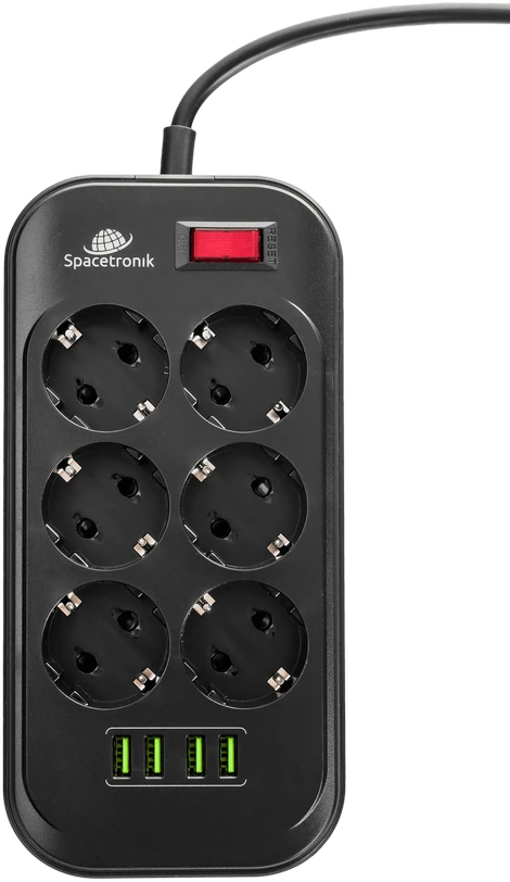 Spacetronik SR-204 maitinimo juostelė 6xAC + 4xUSB