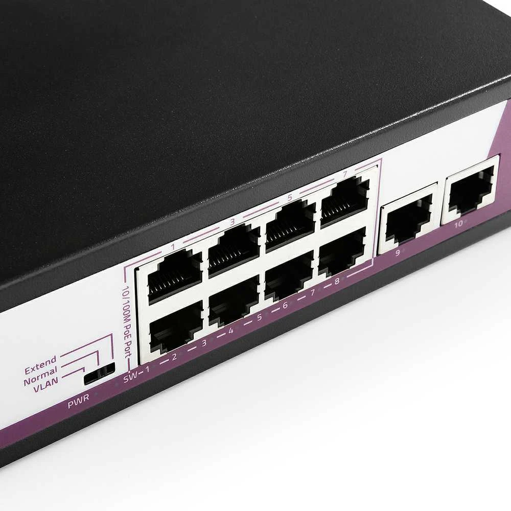 Šakotuvas Spacetronik SWITCH 10-portowy 100Mbps POE 120W SP-SF1010P
