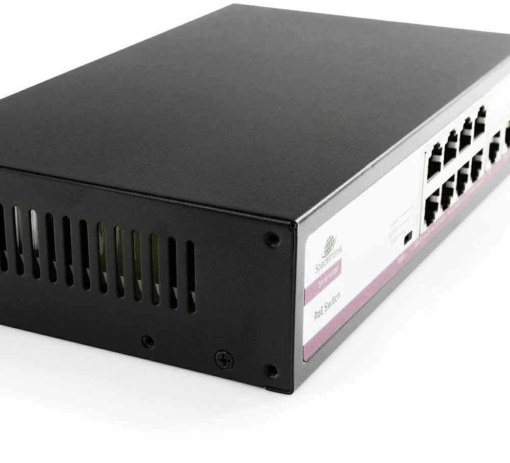 Šakotuvas Spacetronik SWITCH 10-portowy 100Mbps POE 120W SP-SF1010P