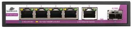 Šakotuvas Spacetronik SWITCH 5 RJ45 2.5G prievadai + SFP 10G prievadas SP-SGT105S