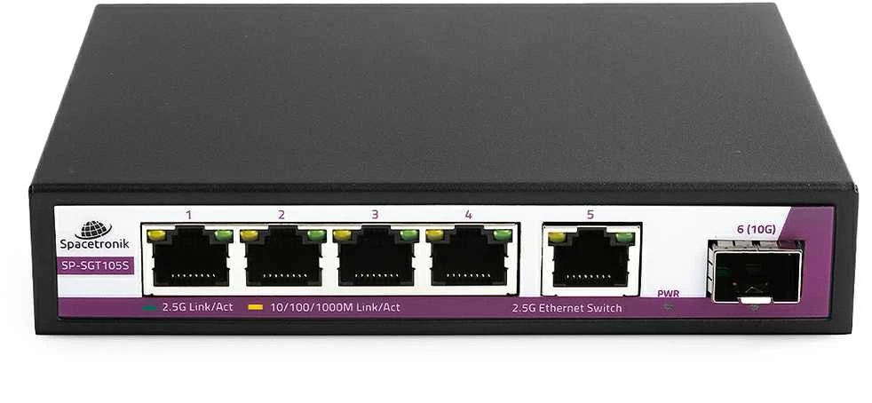 Šakotuvas Spacetronik SWITCH 5 RJ45 2.5G prievadai + SFP 10G prievadas SP-SGT105S