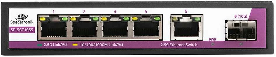Šakotuvas Spacetronik SWITCH 5 RJ45 2.5G prievadai + SFP 10G prievadas SP-SGT105S