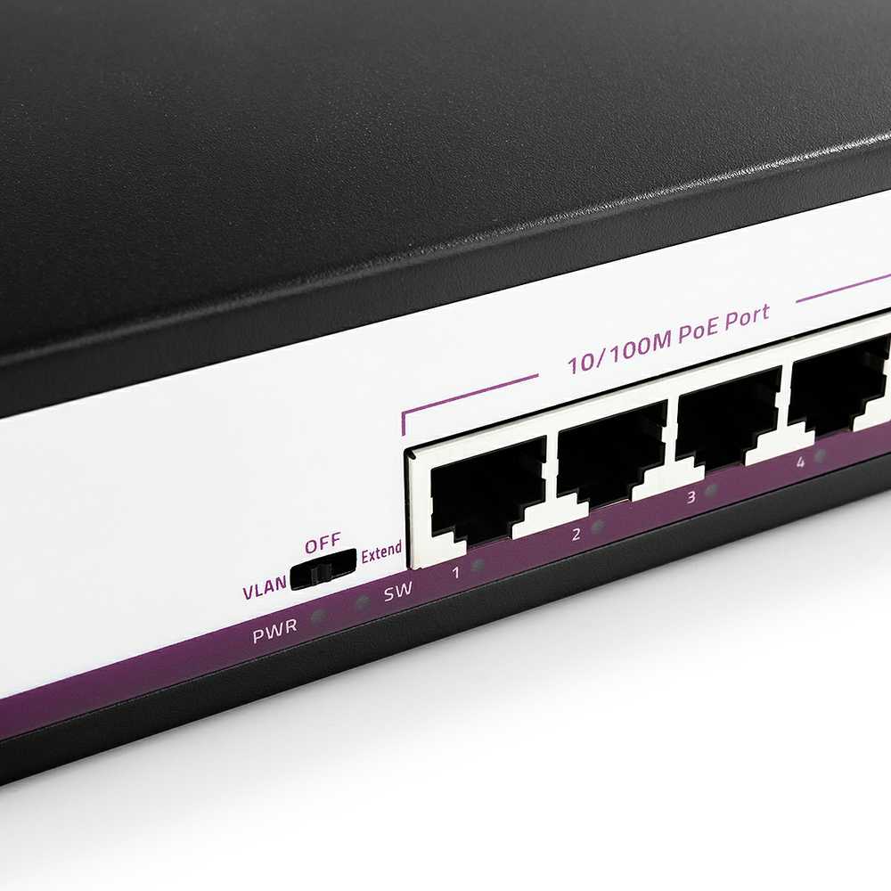 Šakotuvas Spacetronik SWITCH 6 prievadų 100Mbps POE 65W SP-SF1006P SP-SF1