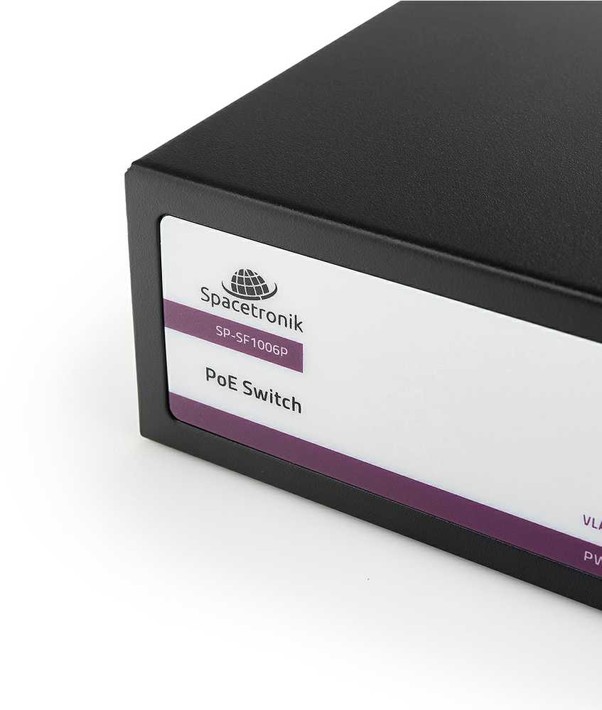 Šakotuvas Spacetronik SWITCH 6 prievadų 100Mbps POE 65W SP-SF1006P SP-SF1