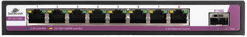 Šakotuvas Spacetronik SWITCH 8 RJ45 2.5G prievadai + SFP 10G prievadas SP-SGT108S