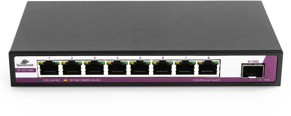 Šakotuvas Spacetronik SWITCH 8 RJ45 2.5G prievadai + SFP 10G prievadas SP-SGT108S