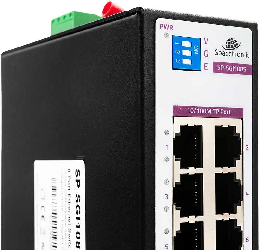 Šakotuvas Spacetronik PERJUNKITE 8 prievadų SP-SGI108S pramoninį SFP