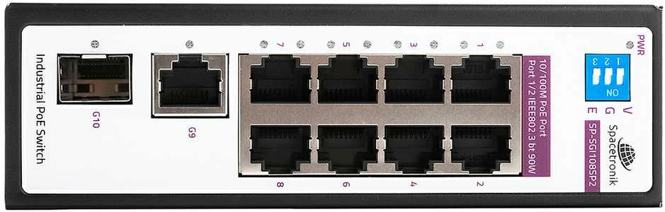 Šakotuvas Spacetronik SWITCH 8 prievadų SP-SGI108SP2 Industrial PoE SFP