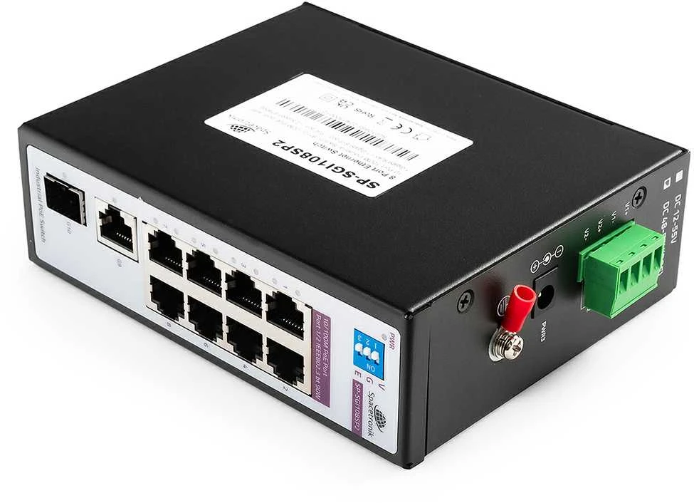 Šakotuvas Spacetronik SWITCH 8 prievadų SP-SGI108SP2 Industrial PoE SFP