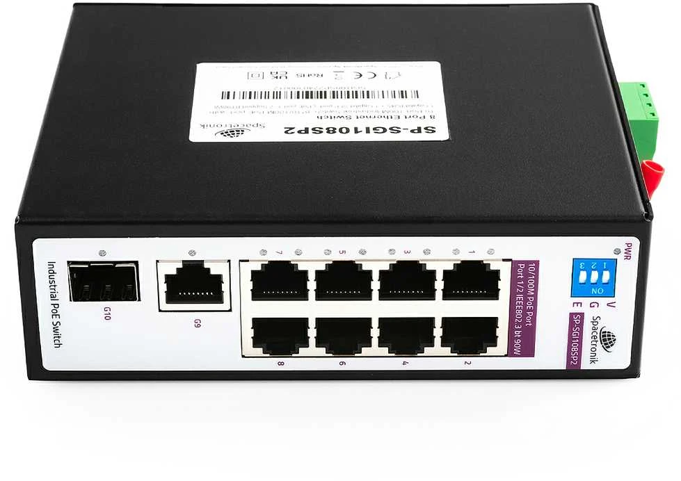 Šakotuvas Spacetronik SWITCH 8 prievadų SP-SGI108SP2 Industrial PoE SFP