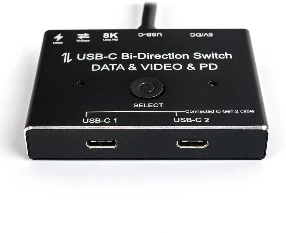 Spacetronik USB-C dvikryptis jungiklis su SELECT mygtuku