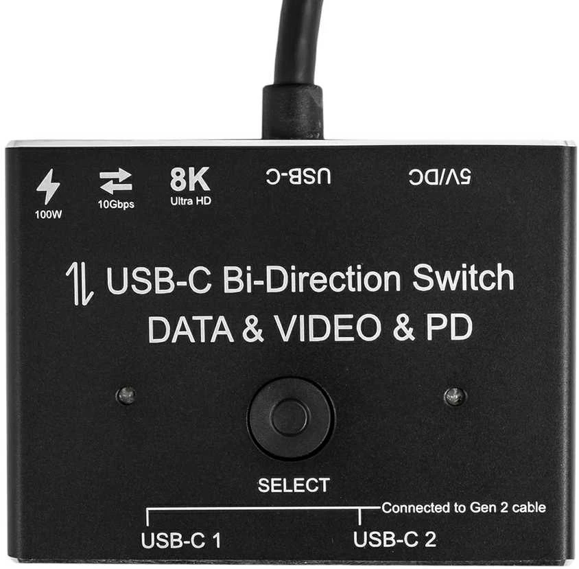 Spacetronik USB-C jungiklis arba skirstytuvas 2x1 1x2 SPC-BID01
