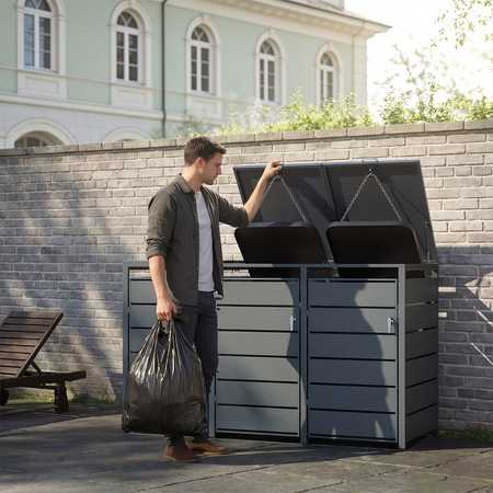 Spacetronik Šiukšliadėžių pastogė, 3 x 240 l, juoda SFFT0131_V1