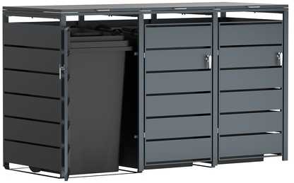 Spacetronik Šiukšliadėžių pastogė, 3 x 240 l, juoda SFFT0131_V1