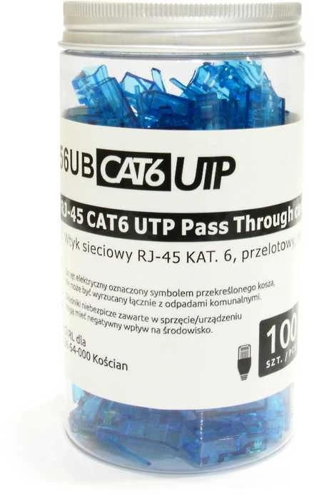 Spacetronik RJ45 kištukas, praėjimo kat.6 UTP PT-RJ456UB-1 100 vnt.