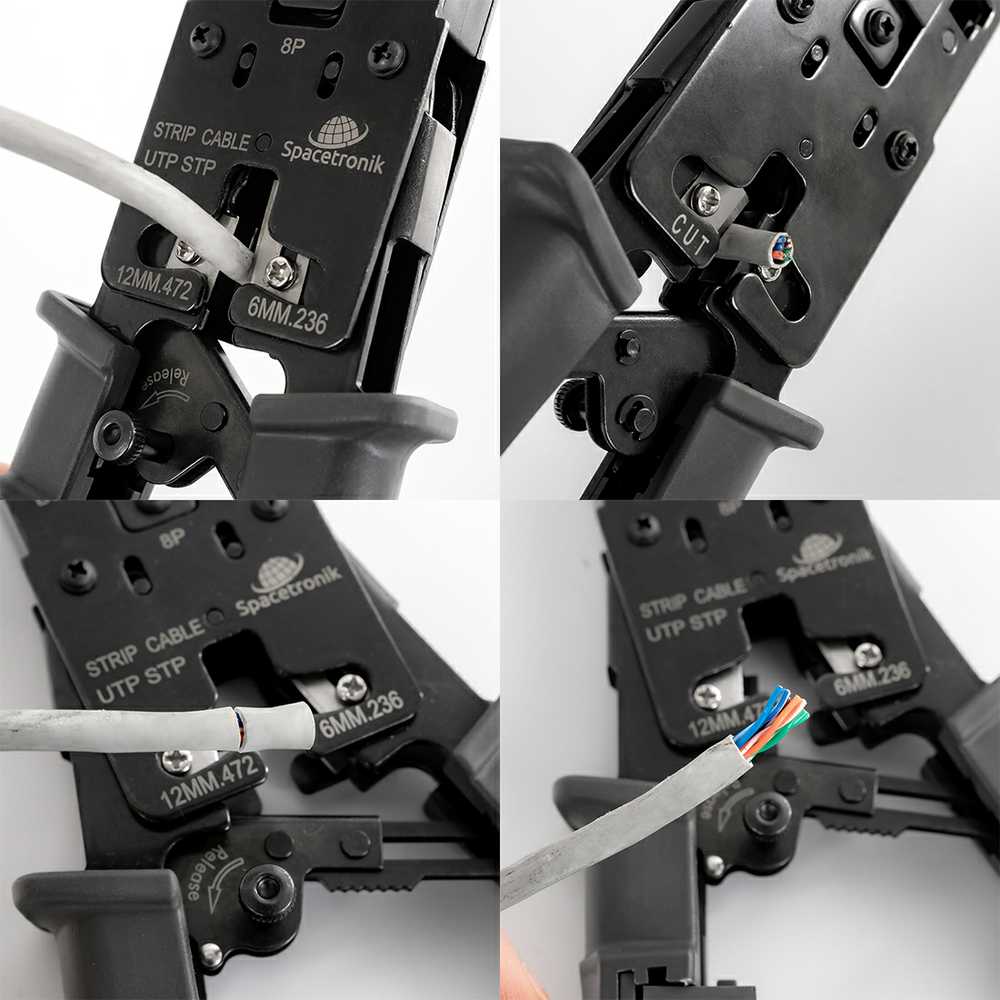 Spacetronik RJ45/RJ12/RJ11 užspaudimo replės su LAN testeriu NT-CT04
