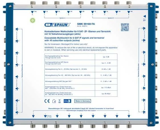 Šakotuvas Spaun 9/9 kaskadinis multiswitch skirtas 16 SMK 99169 FA