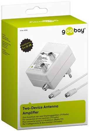 RTV antena Goobay Antenos stiprintuvas dviem įrenginiams (DVB-T / DVB-T2 / DVB-C)