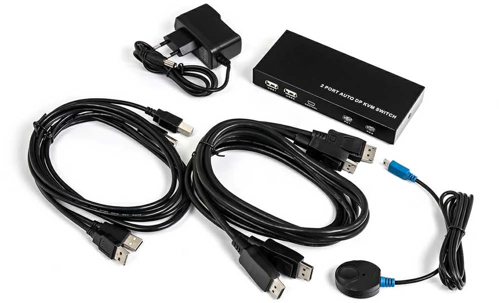 Jungiklis KVM USB + DP 2/1 Spacetronik SPD-KVM02