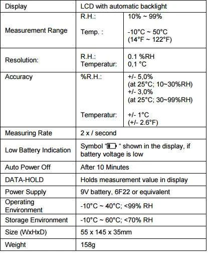 Temperatūros drėgmės matuoklis. 50 laipsnių PeakTech 5160