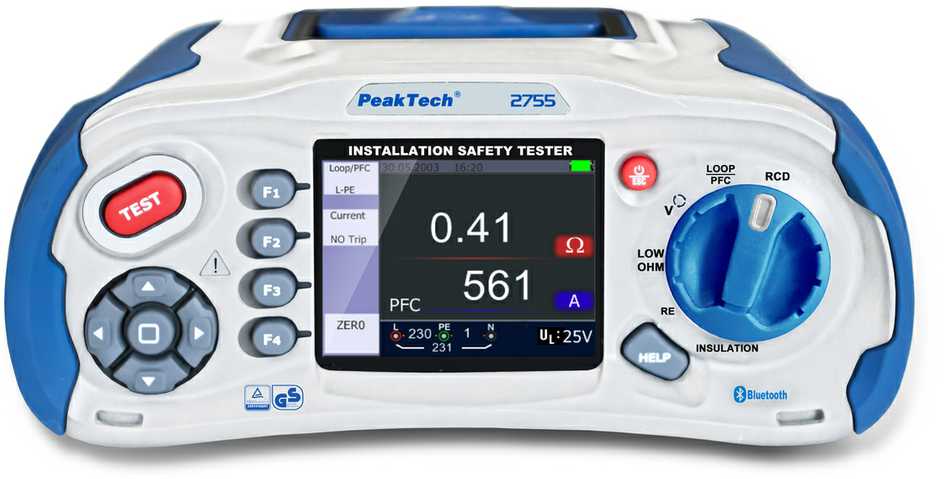 BT PeakTech 2755 montavimo saugos testeris
