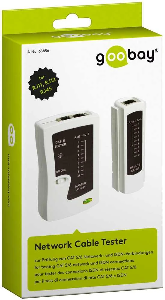 Goobay | Tinklo kabelio testeris 68856 | Juodas/Baltas