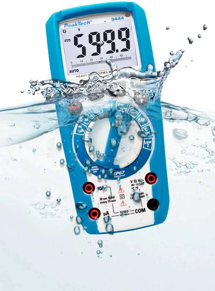 TruRMS IP67 PeakTech 3444 LCD skaitmeninis multimetras