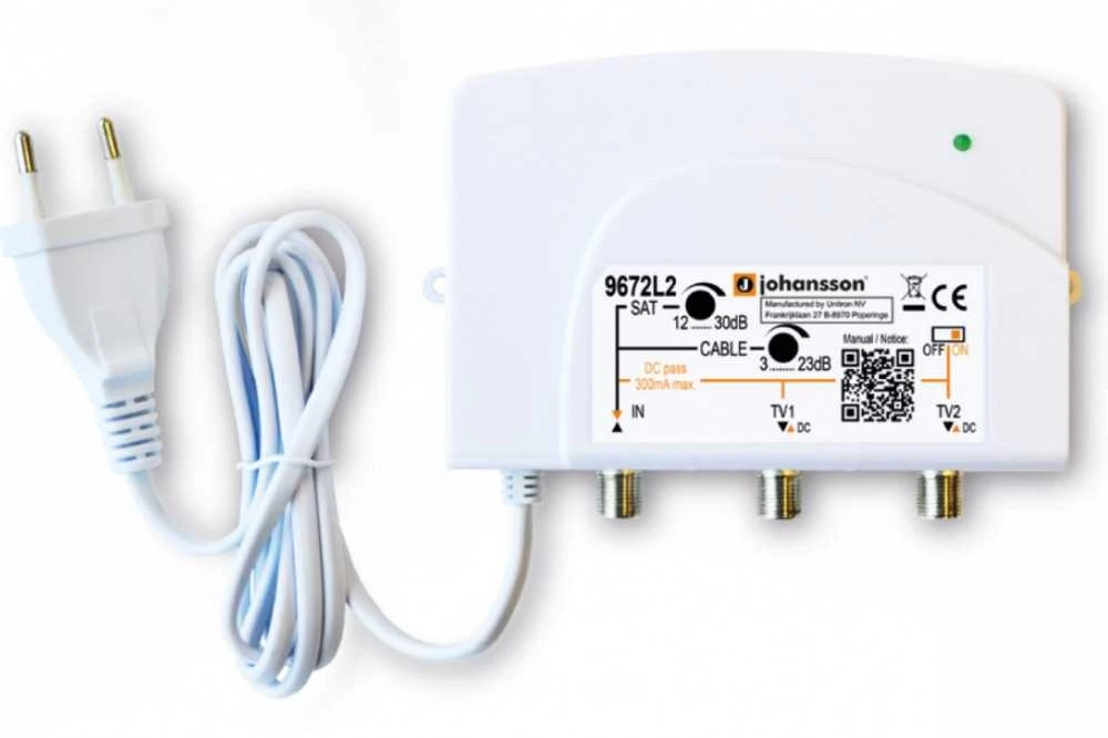 TV-SAT stiprintuvas 1 in/2 out 30dB Johansson 9672L2