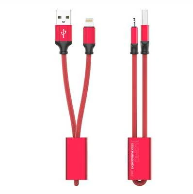 USB-A + Lightning laidas su LDNIO LC98 raktų pakabuku