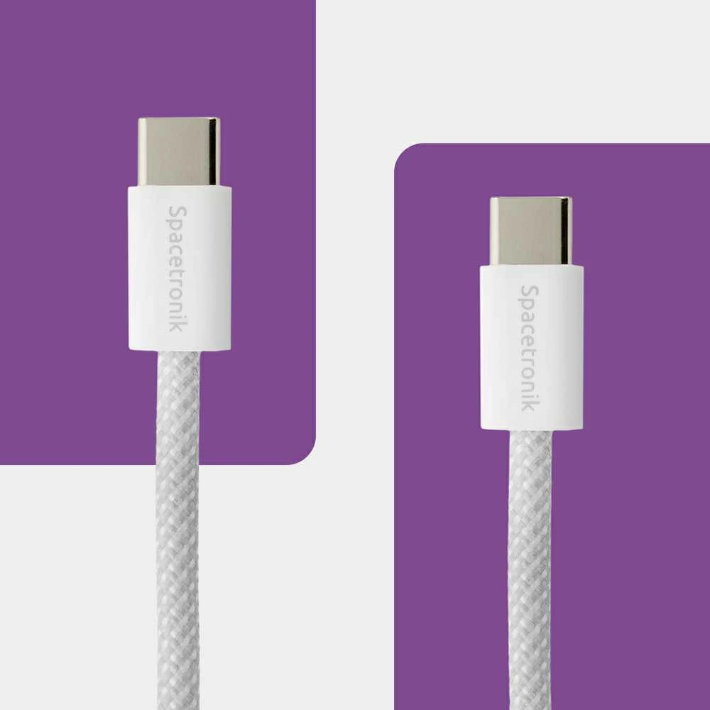 USB-C PD100/240W Spacetronik kabelis 2m baltas