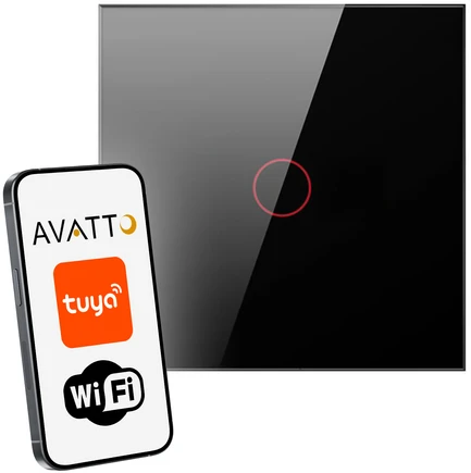 Smart Light Switch WiFi Avatto TS02-EU-B1 1 Way TUYA juodos spalvos