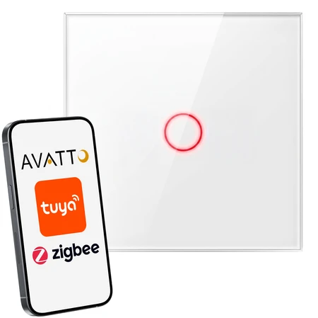 Išmanusis šviesos jungiklis ZigBee Avatto ZTS02-EU-W1 Vienpusis TUYA (balta)