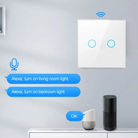Išmanusis šviesos jungiklis ZigBee Avatto ZTS02-EU-W2 2 krypčių TUYA (balta)