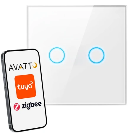 Išmanusis šviesos jungiklis ZigBee Avatto ZTS02-EU-W2 2 krypčių TUYA (balta)
