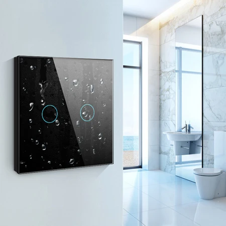 Išmanusis šviesos jungiklis „ZigBee“ „Avatto ZTS02-EU-B2“ 2 padėčių TUYA juodos spalvos