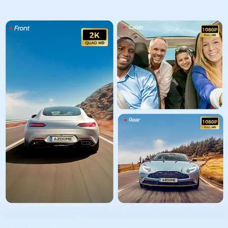 Vaizdo stebėjimo įrenginys 2K 3 kanalų 4G WiFi GPS AZDOME S58